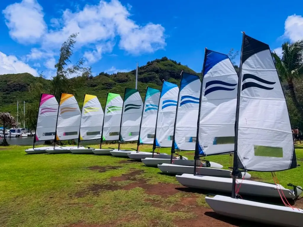 O'pen skiff O'pen bic club sails Kaui sailing club